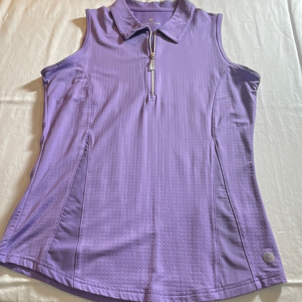 Bette & Court Women's Sleeveless Purple Golf Polo Shirt XS 1/4 Zip Collared
